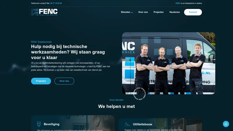 Website van FENC Totaaltechniek