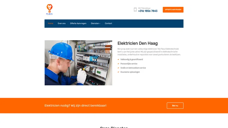 Website van Flexa Elektrotechniek B.V