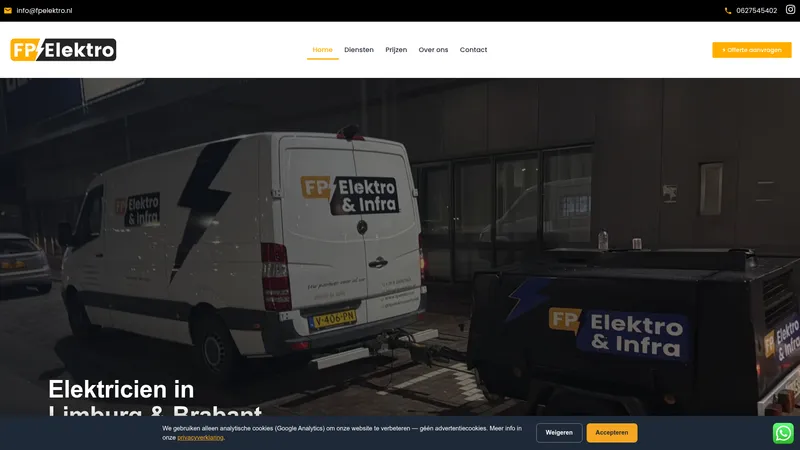 Website van FP Electrotechniek
