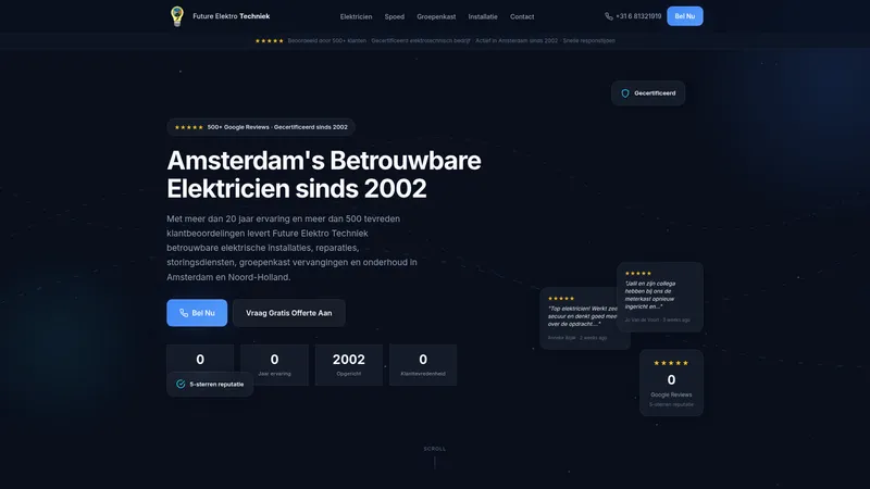Website van Future Elektro Techniek