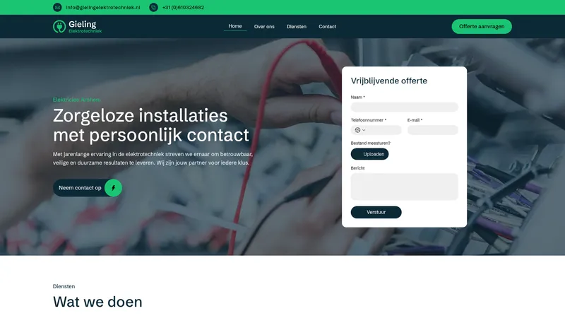 Website van Gieling Elektrotechniek