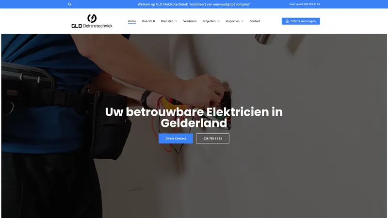 Website van GLD Elektrotechniek