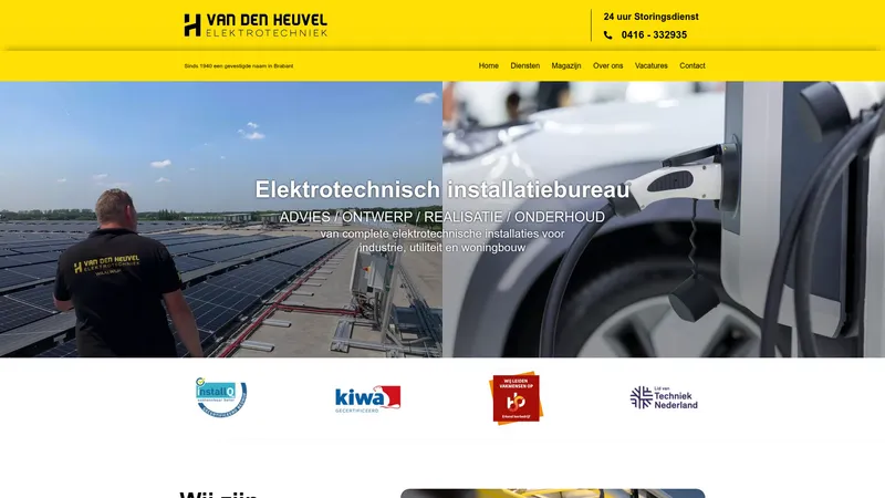 Website van H van den Heuvel Elektrotechniek - Waalwijk