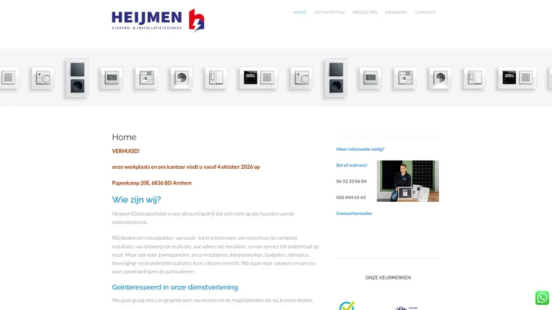 Website van Heijmen Elektrotechniek