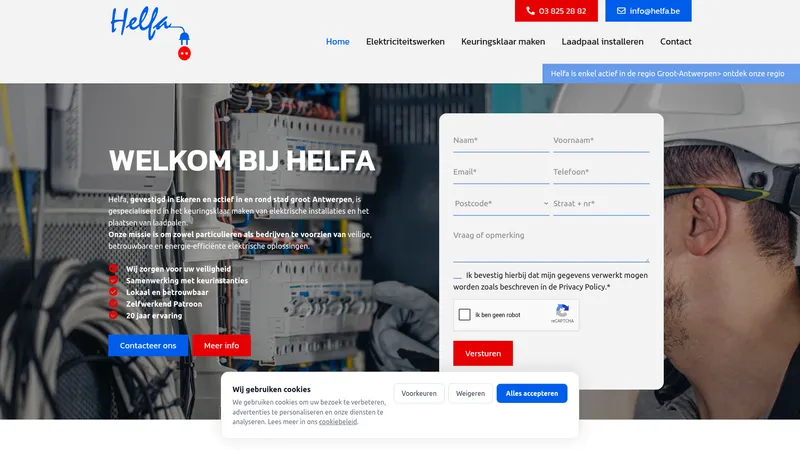 Website van Helfa – Elektriciteitswerken Antwerpen