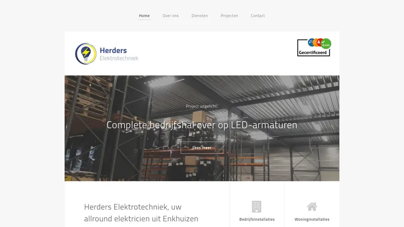 Website van Herders Elektrotechniek