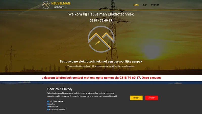 Website van Heuvelman elektrotechniek