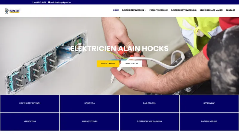Website van Hocks Alain bv elektricien & elektriciteitswerken