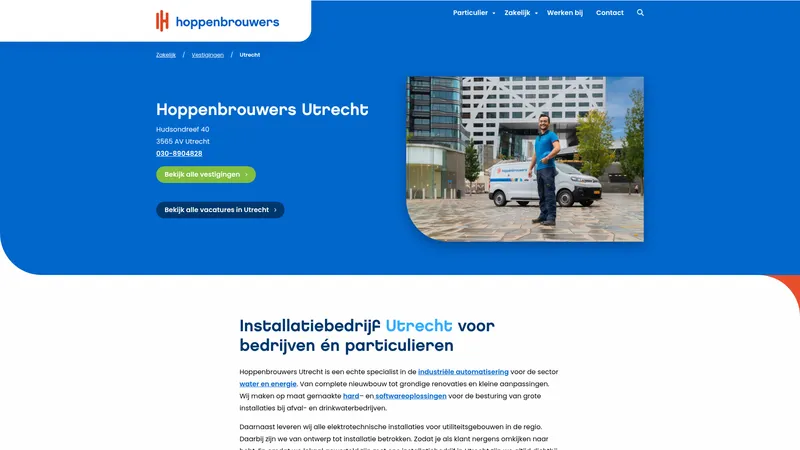 Website van Hoppenbrouwers Techniek Utrecht