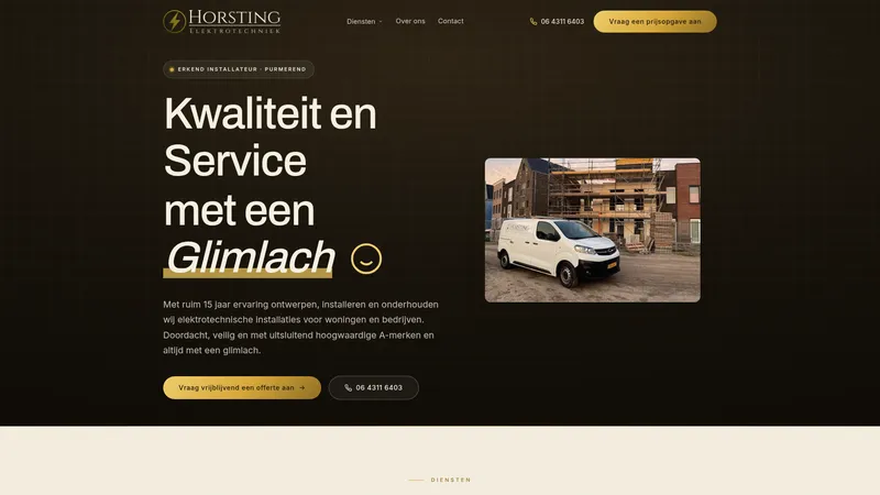 Website van Horsting Elektrotechniek BV