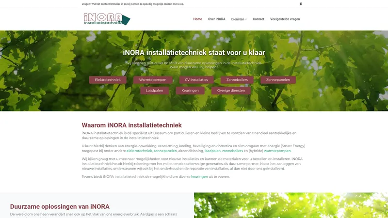 Website van iNORA Installatietechniek