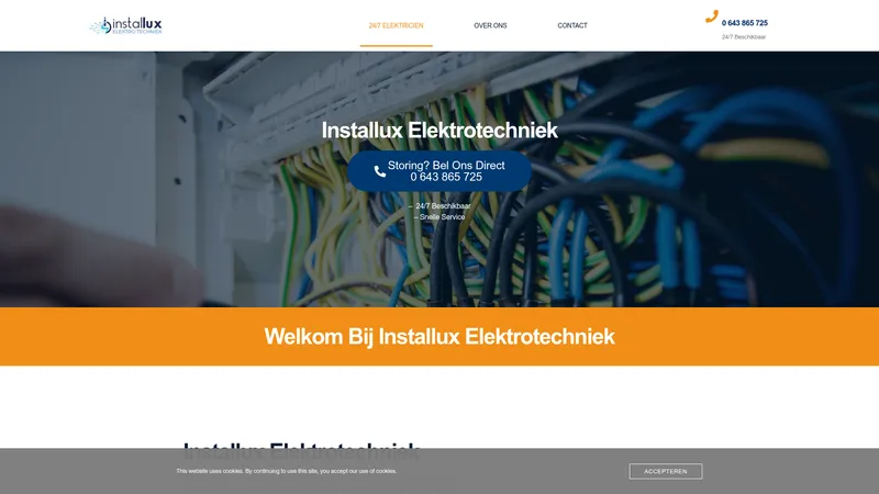 Website van installux Elektrotechniek