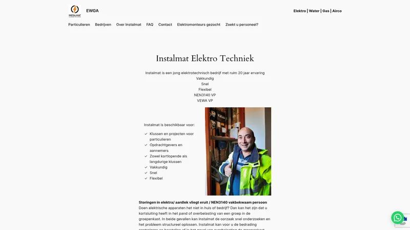 Website van Instalmat Elektrotechniek