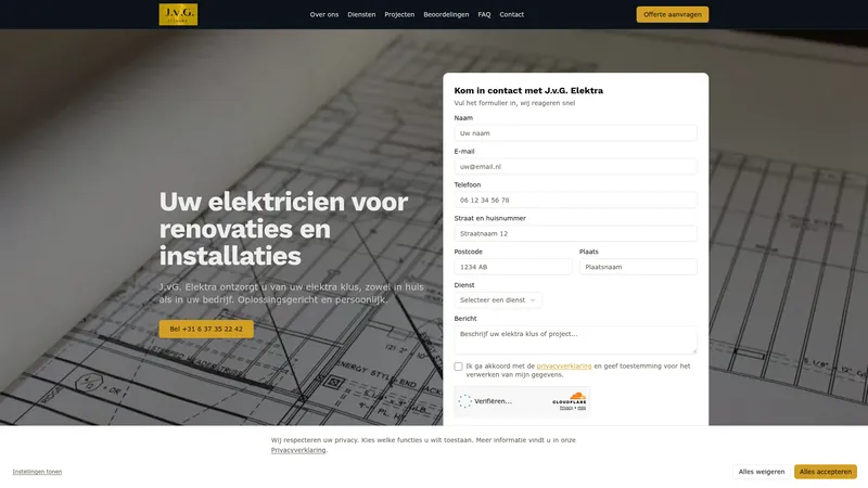 Website van J.v.G. Elektra | Elektricien | Elektrotechniek