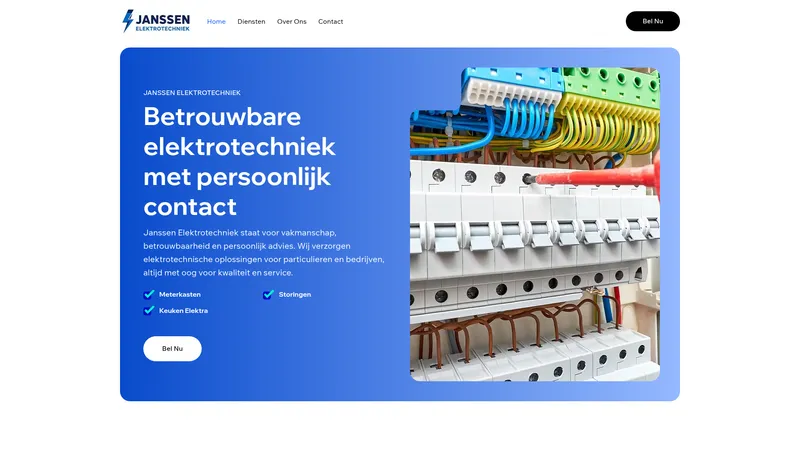 Website van Janssen Elektrotechniek Zevenaar