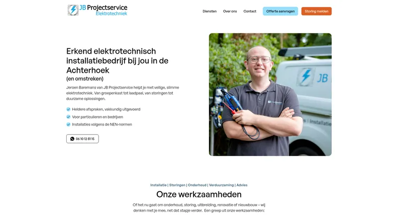 Website van JB Projectservice