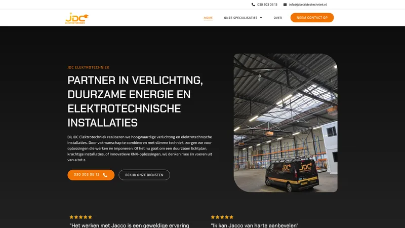 Website van JDC Elektrotechniek B.V