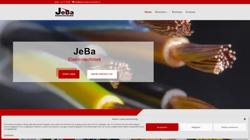 Website van JeBA Elektrotechniek