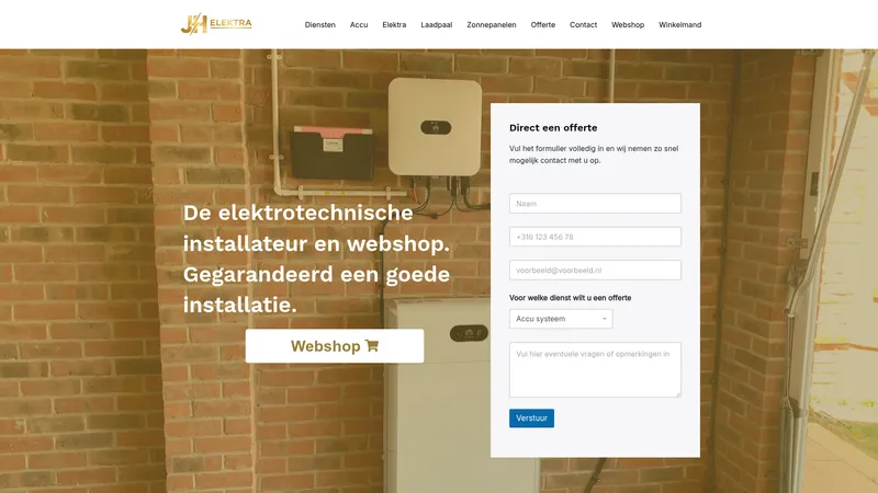 Website van JH Elektra & Installaties