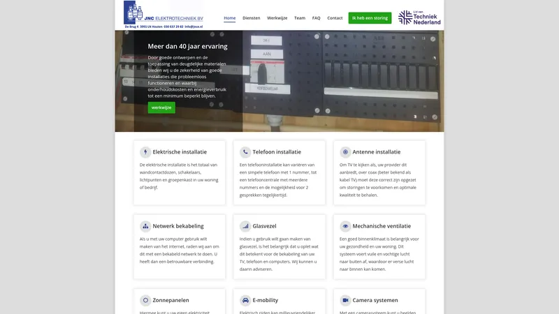Website van JNC Elektrotechniek B.V.
