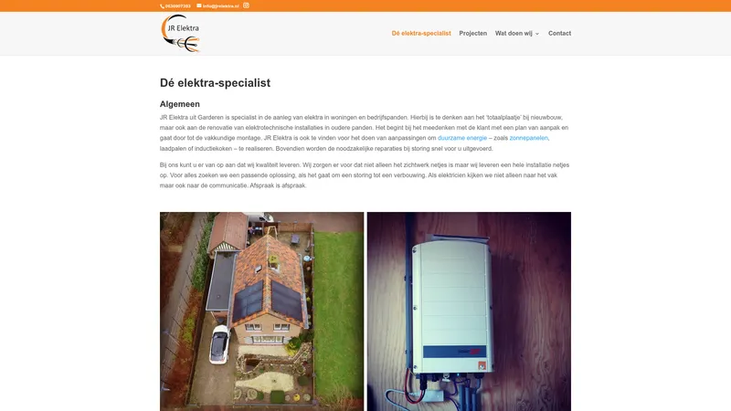 Website van JR Elektra B.V.