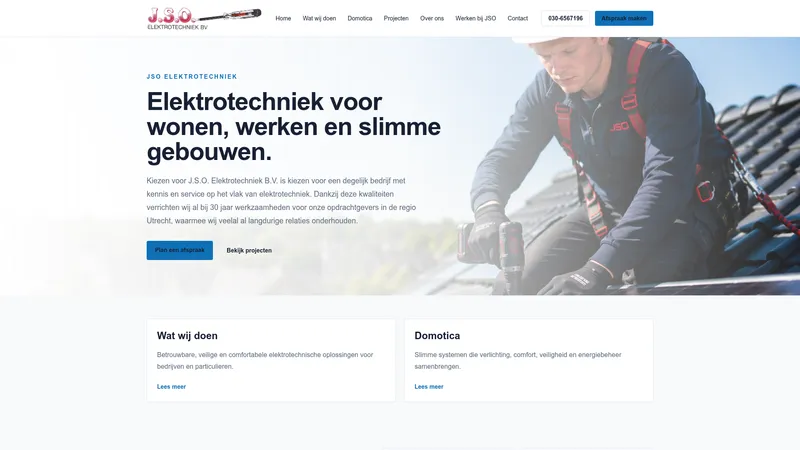 Website van JSO Elektrotechniek