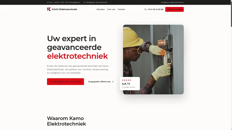 Website van Kamo Elektrotechniek