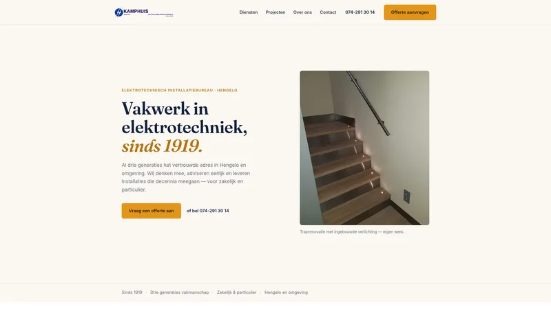 Website van Kamphuis Electro Techn Install Bur