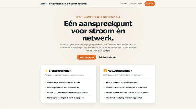 Website van KHVN Elektrotechniek & Netwerktechniek