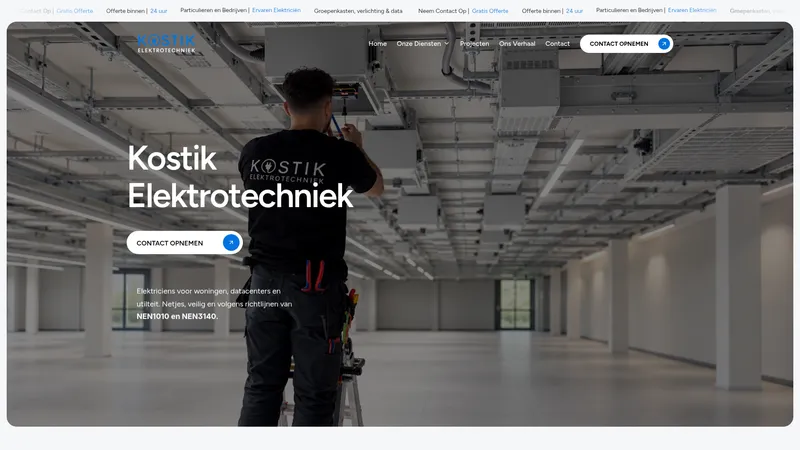 Website van Kostik Elektrotechniek