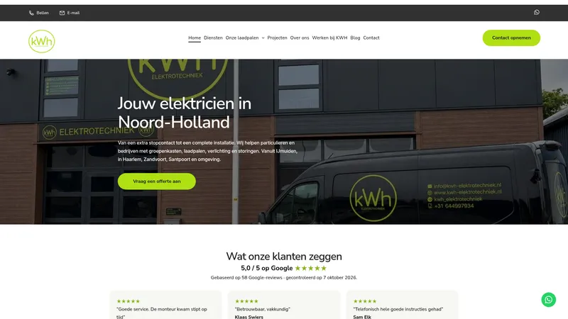 Website van kWh elektrotechniek B.V.