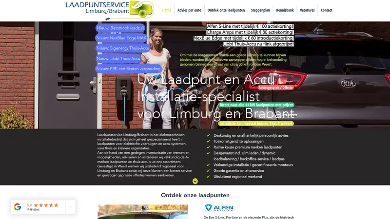 Website van Laadpuntservice Limburg/Brabant
