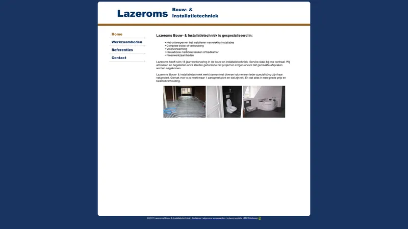 Website van Lazeroms Bouw- & Installatietechniek