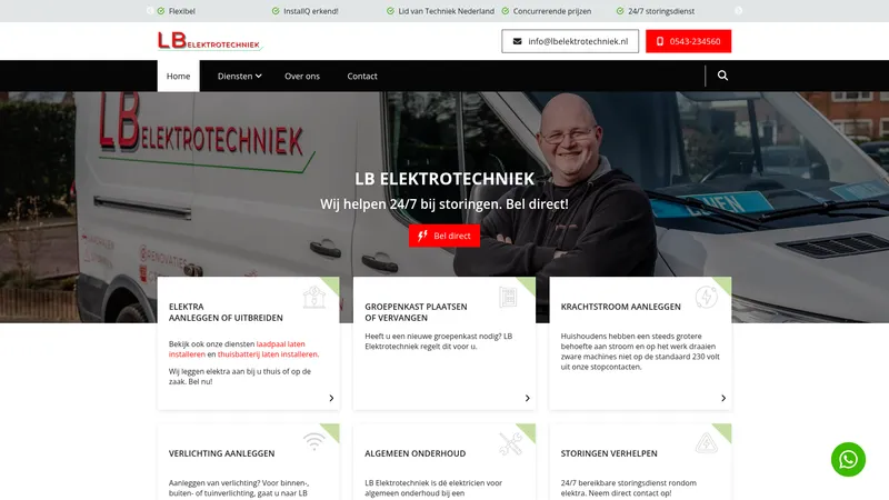 Website van LB Elektrotechniek