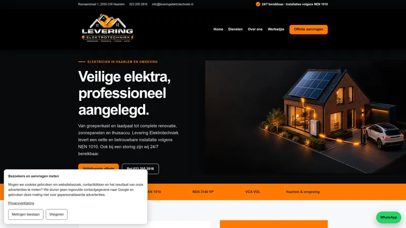 Website van Levering elektrotechniek