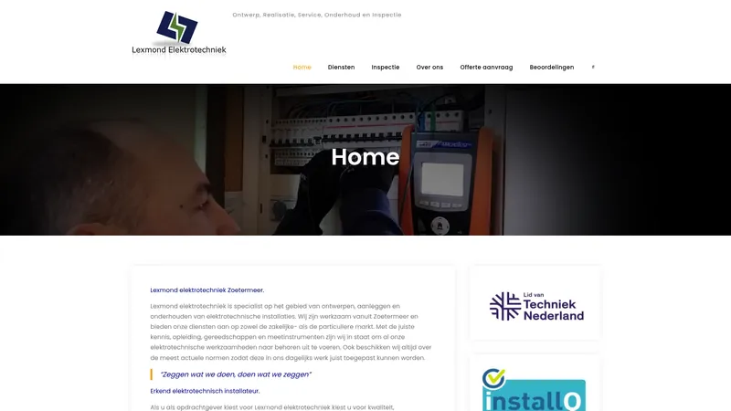 Website van Lexmond elektrotechniek