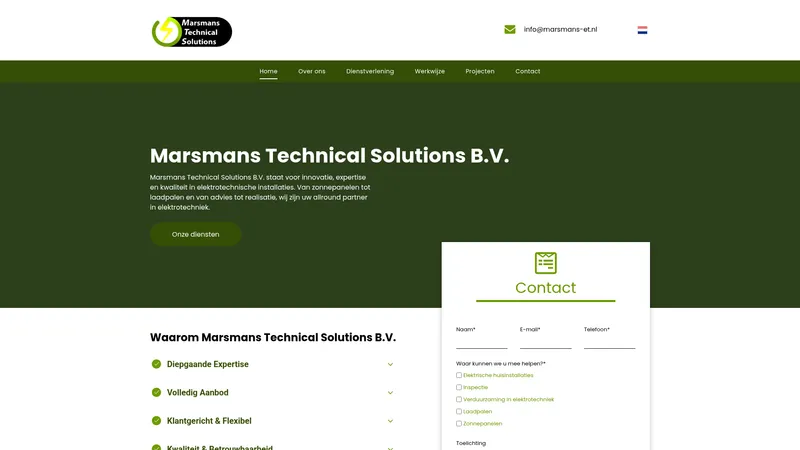 Website van Marsmans Technical Solutions