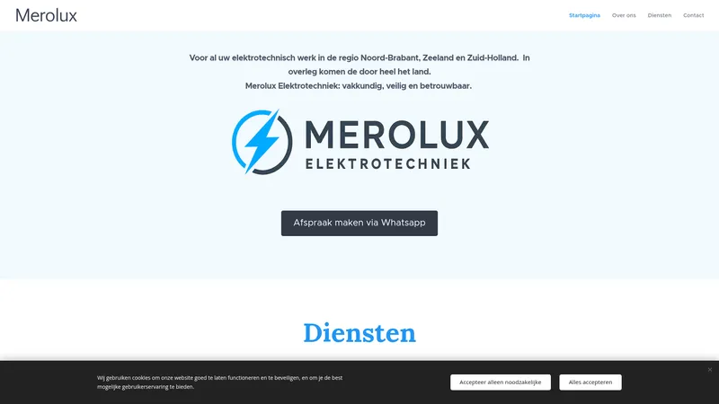 Website van Merolux Elektrotechniek