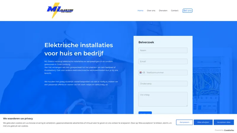Website van ML Elektro Zuid-Limburg