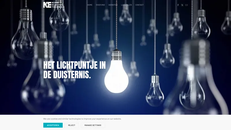Website van Nimo Elektrotechniek