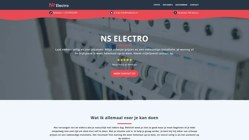 Website van NS Electro Tilburg