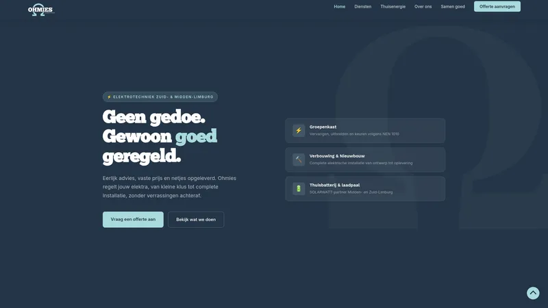Website van Ohmies Elektrotechniek