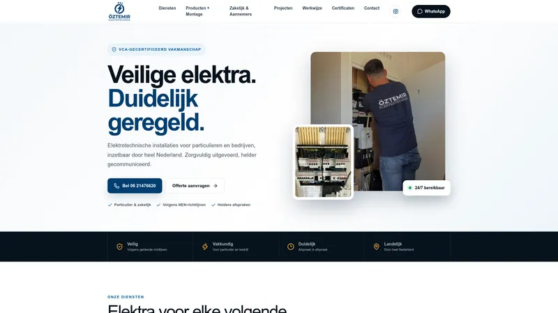 Website van Öztemir Elektrotechniek