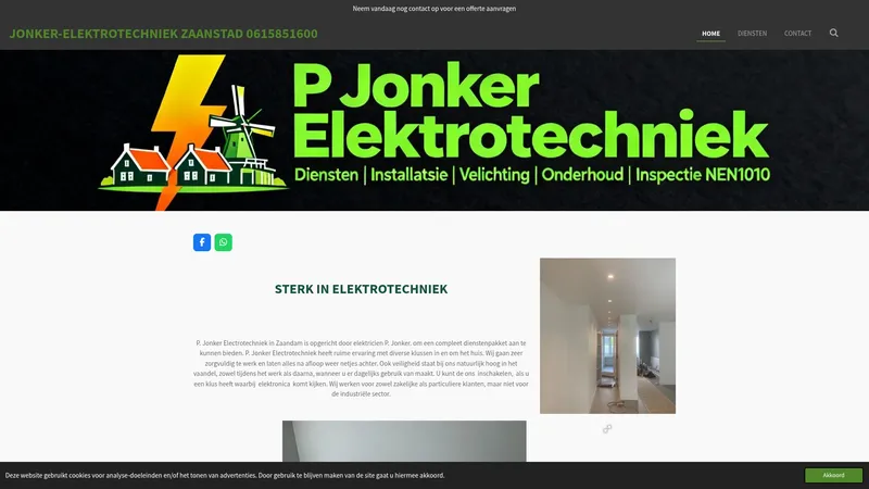 Website van P. Jonker Electrotechniek