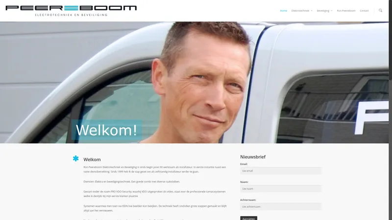 Website van Peereboom Electrotechniek & Beveiliging