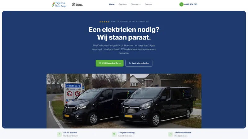 Website van PiJelCo Power Design B.V.