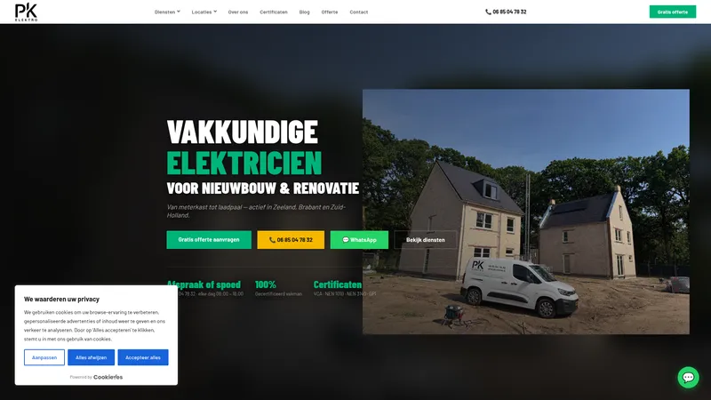 Website van Pk Elektro