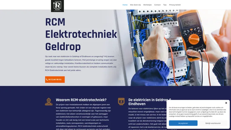 Website van RCM Elektrotechniek V.O.F.