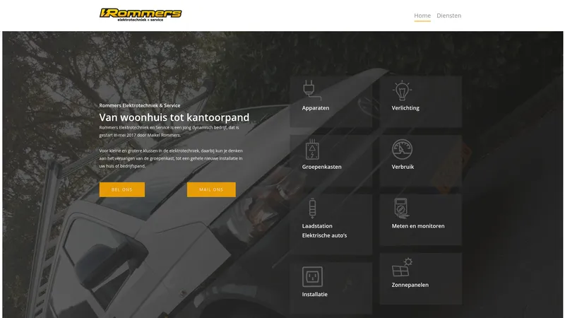 Website van Rommers Elektrotechniek en Service