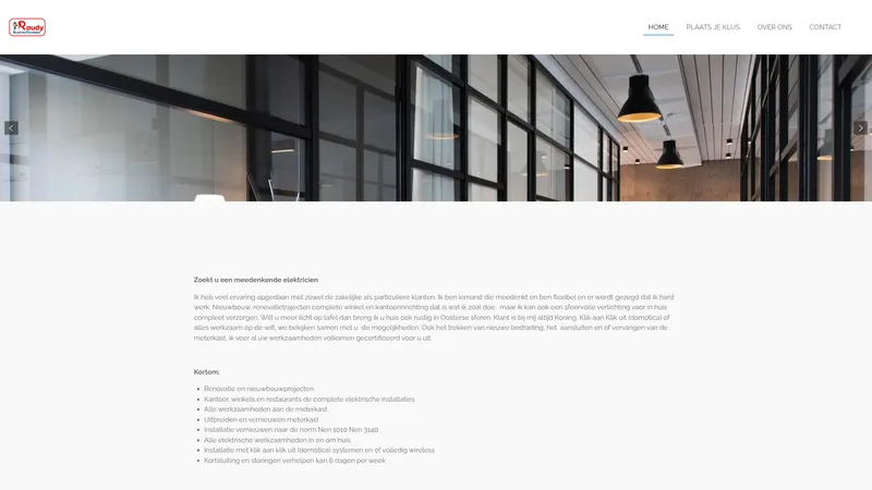 Website van Roudy Elektrotechniek